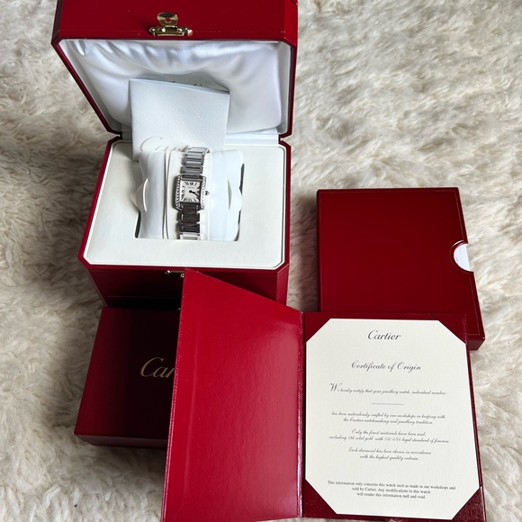 Cartier French tank watch with diamonds and sapphire - Picture 3 of 6